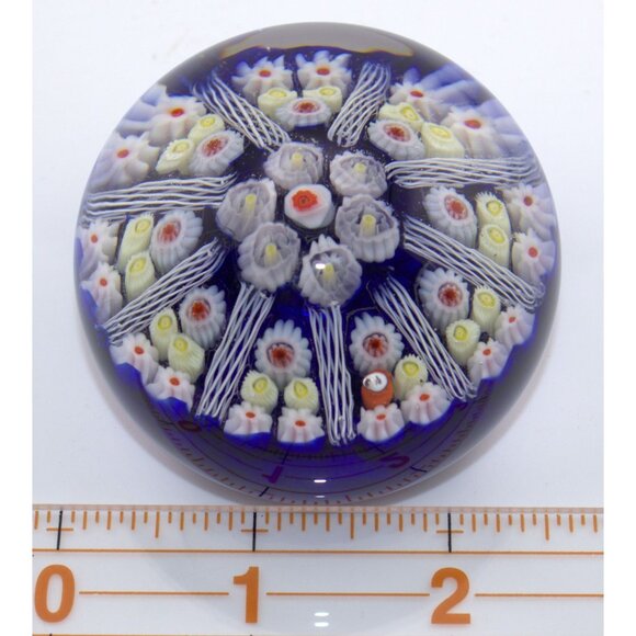 Strathearn Millefiori Paperweight 1978 Cobalt Blue Glass Scotland - Picture 11 of 11